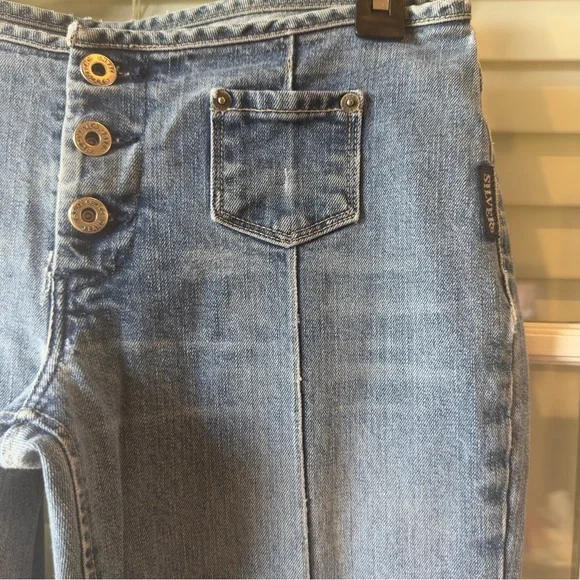 Silver Jeans Canada Low Rise 3 Buttons Size 30 Vintage Y2K Medium Wash 90s Unif - Picture 2 of 12